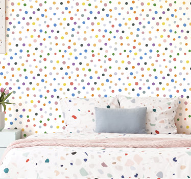 Colorful dots on white Circle Wallpaper - TenStickers