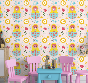 Colorful russian dolls kids wallpaper - TenStickers