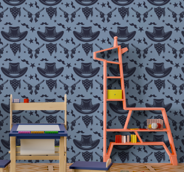 Cowboy hat, flock and revolvers Bedroom Wallpaper - TenStickers