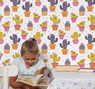 Baby happy cactus kids wallpaper - TenStickers