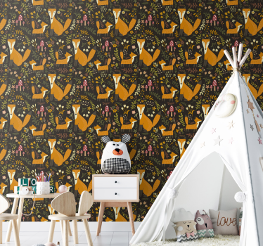 Cute Fox Bedroom Wallpaper - TenStickers