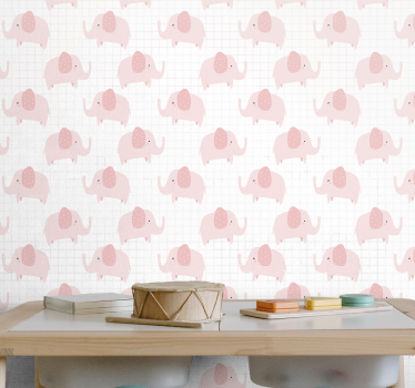 cute pink elephants Kids Wallpaper - TenStickers