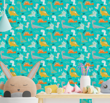 Dinosaurs with roar text  baby wallpaper - TenStickers