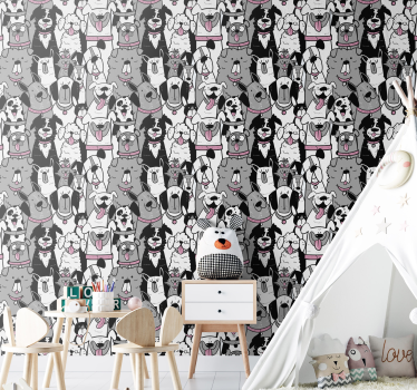 Dog Contours Kids Wallpaper - TenStickers