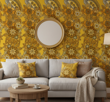Floral ornament wallpaper in paisley indian style - TenStickers
