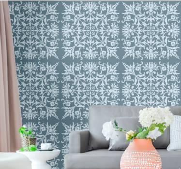 French Provincial blue floral pattern Vintage wallpaper - TenStickers