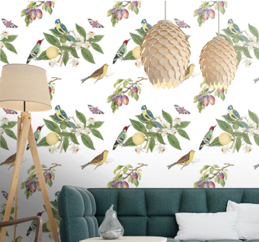 Fruit looters in nature Lounge Wallpaper - TenStickers