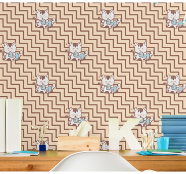 Geometric Feline Motif cat wallpaper - TenStickers