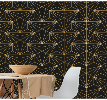Geometric golden pattern Geometric triangle wallpaper - TenStickers