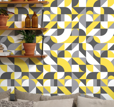 Geometric grey and yellow Cool abstract wallpaper - TenStickers