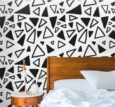 Geometric minimalistic black and white triangle wallpaper - TenStickers