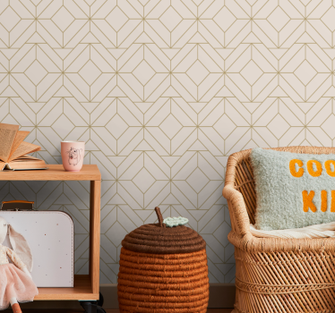 Golden rustic lines geometric pattern Contemporary Wallpaper - TenStickers