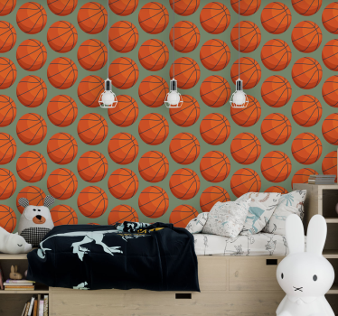 Green basketball background Kids Wallpaper - TenStickers