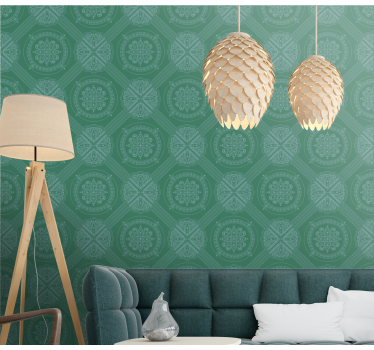 Green paisley ornament tile effect wallpaper - TenStickers