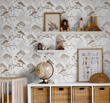 grey and brown birds Kids Wallpaper - TenStickers