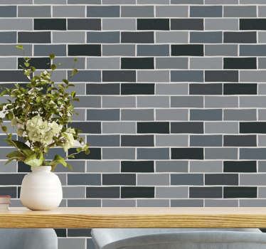 Grey brick effect wallpaper - TenStickers