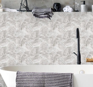 Grey marble hexagonal pattern Marble Effect Wallpaper - TenStickers