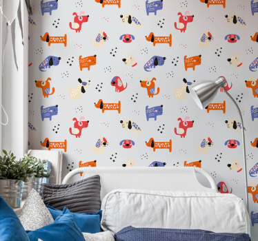 Illustrated dogs Cool animal wallpaper - TenStickers