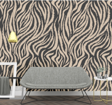 Irregular black and beige zebra pattern Lounge Wallpaper - TenStickers