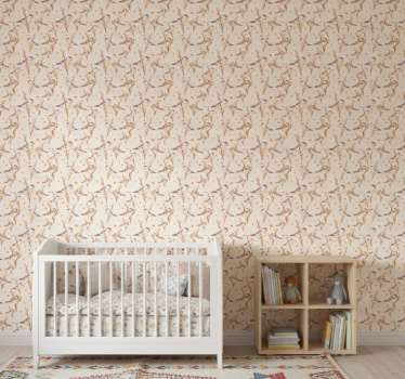 Kids wallpaper aquarella birds on branches - TenStickers