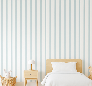 Kids wallpaper baby big blue stripes with white - TenStickers