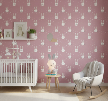 Kids wallpaper baby bunny faces - TenStickers