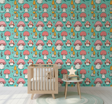 Kids wallpaper baby mushroom characters - TenStickers