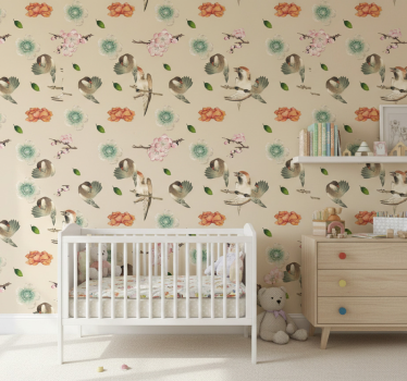Kids wallpaper beautiful bird in duck-egg blue - TenStickers