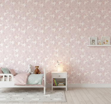 Kids wallpaper beige unicorn fantasy - TenStickers