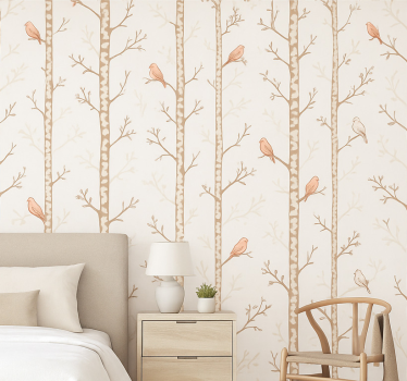 Kids wallpaper birds and trees design - TenStickers