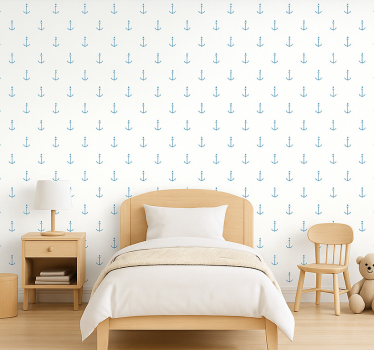 Kids wallpaper blue anchor design - TenStickers