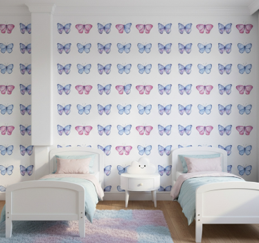 Kids wallpaper blue and pink wings design - TenStickers