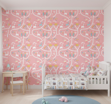 Kids wallpaper castles and unicorns - TenStickers