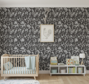 Kids wallpaper charming chicken designs - TenStickers
