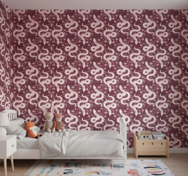 Kids wallpaper coiling serpents floral design - TenStickers