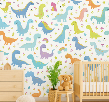 Kids wallpaper colorful dinosaur design - TenStickers