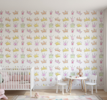 Kids wallpaper crown pattern design - TenStickers