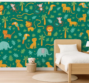 Kids wallpaper cute jungle design for children - TenStickers