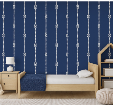 Kids wallpaper dark blue marine ropes - TenStickers