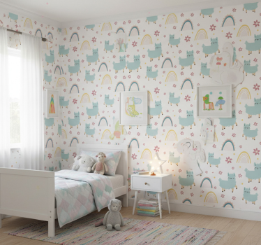 Kids wallpaper funny sheep unicorns pattern - TenStickers