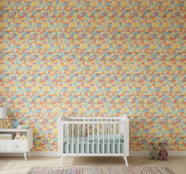 Kids wallpaper in orange, yellow and blue - TenStickers