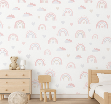 Kids wallpaper kids pink rainbow design - TenStickers