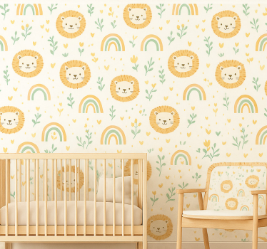 Kids wallpaper kids rainbow and lions design - TenStickers