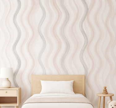 Kids wallpaper light grey and pink watercolor lines - TenStickers