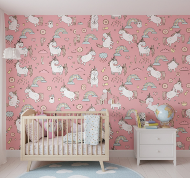 Kids wallpaper magical unicorn joy - TenStickers