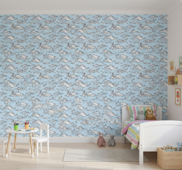 Kids wallpaper maritime wildlife scene - TenStickers