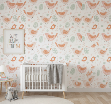 Kids wallpaper minimalistic nordic little birds - TenStickers