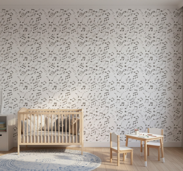Kids wallpaper musical notes flow - TenStickers