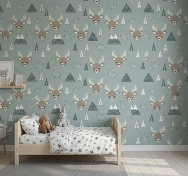 Kids wallpaper nordic deer design - TenStickers