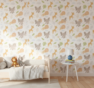 Kids wallpaper nordic minimalist safari design - TenStickers